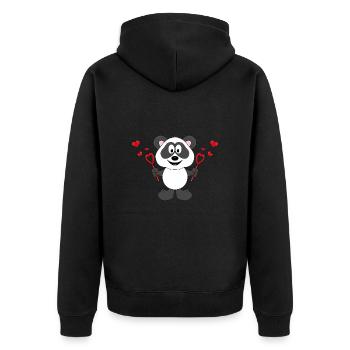 PANDA - BÄR - SEIFENBLASEN - LIEBE - LOVE - Unisex Premium Bio Zip Hoodie - Schwarz - Hinten - Nico (187cm)