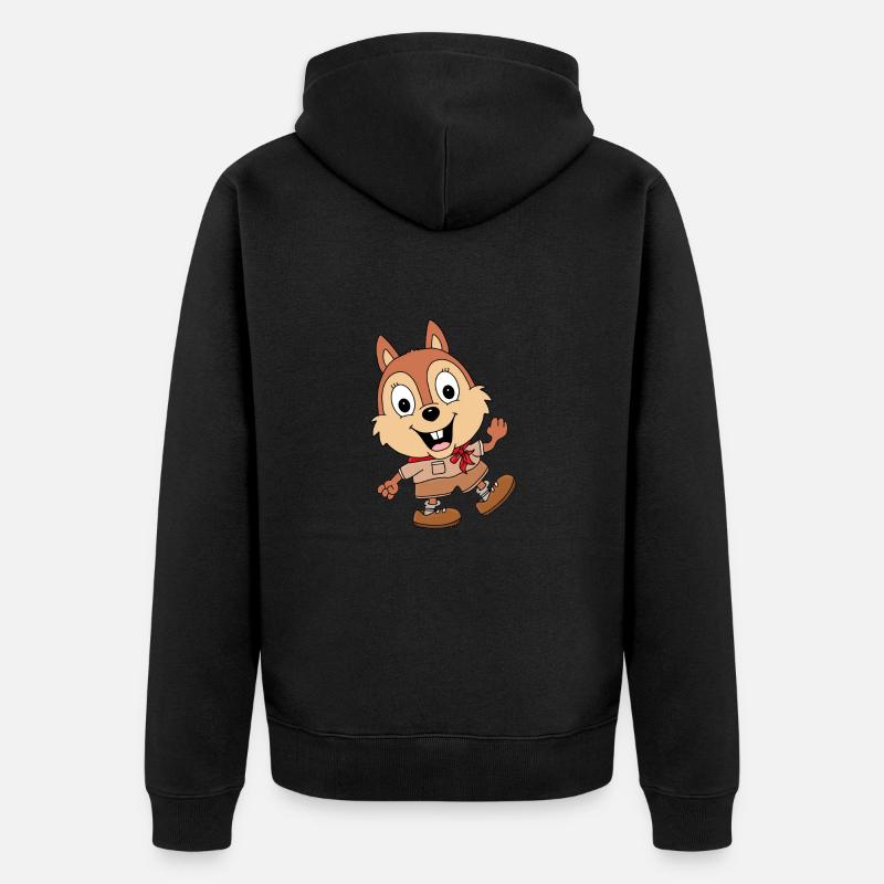 WANDERN - EICHHÖRNCHEN - BERGE - TIER - Unisex Premium Bio Zip Hoodie - Schwarz