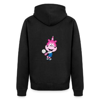 VOLLEYBALL - SPORT - EINHORN - KIND - BABY - Unisex Premium Bio Zip Hoodie - Schwarz - Hinten - Nico (187cm)