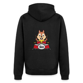 SCHLAGZEUG - MUSIK - TIER - BAND - ROCK - FUN - Unisex Premium Bio Zip Hoodie - Schwarz - Hinten - Nico (187cm)