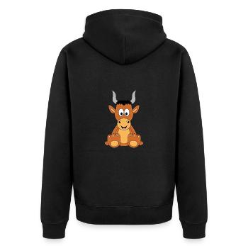 STIER - BULLE - TIER - KIND - BABY - Unisex Premium Bio Zip Hoodie - Schwarz - Hinten - Nico (187cm)