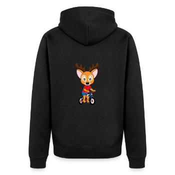 REH - FAHRRAD - RAD - RADFAHRER - TIER - Unisex Premium Bio Zip Hoodie - Schwarz - Hinten - Nico (187cm)