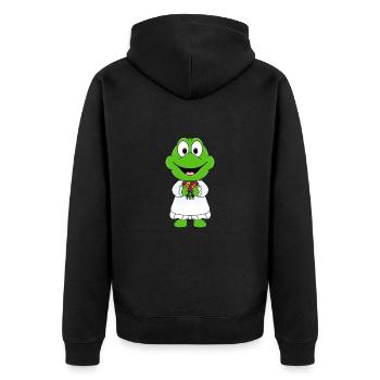 BRAUT - HOCHZEIT - HEIRATEN - FROSCH - KRÖTE - Unisex Premium Bio Zip Hoodie - Schwarz - Hinten - Nico (187cm)