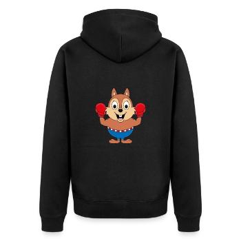 EICHHÖRNCHEN - BOXER - BOXEN - SPORT - TIER - Unisex Premium Bio Zip Hoodie - Schwarz - Hinten - Nico (187cm)