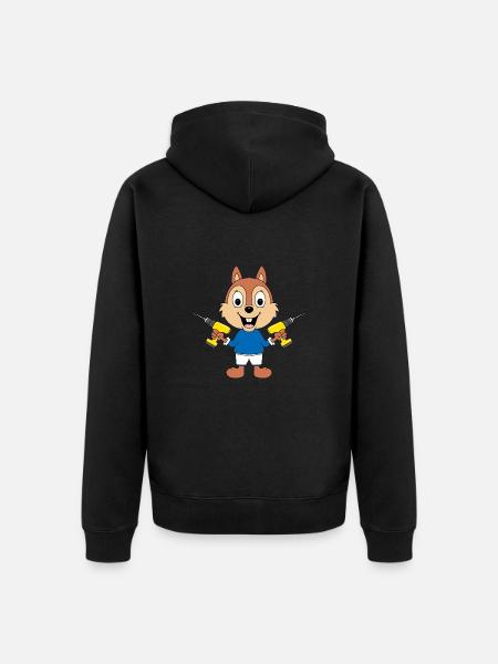 BOHRER - EICHHÖRNCHEN - HANDWERKER - Unisex Premium Bio Zip Hoodie - Schwarz