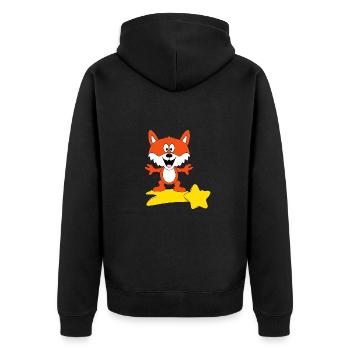 STERNSCHNUPPE - TIER - FUCHS - KIND - BABY - Unisex Premium Bio Zip Hoodie - Schwarz - Hinten - Nico (187cm)