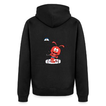 KITESURFEN - KITER - KITE - KITEN - AMEISE - TIER - Unisex Premium Bio Zip Hoodie - Schwarz - Hinten - Nico (187cm)