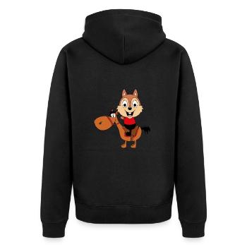 PFERD - REITEN - TIERE - EICHHÖRNCHEN - PONY - Unisex Premium Bio Zip Hoodie - Schwarz - Hinten - Nico (187cm)