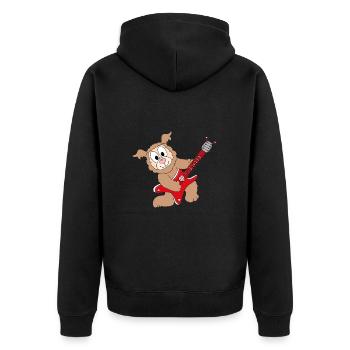 LAMA - ALPAKA - GITARRE - MUSIK - TIER - KIND - Unisex Premium Bio Zip Hoodie - Schwarz - Hinten - Nico (187cm)