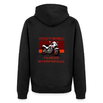 Motard Passion Intemporelle - Veste à capuche bio Premium Unisexe - noir - Dos - Nico (187cm)