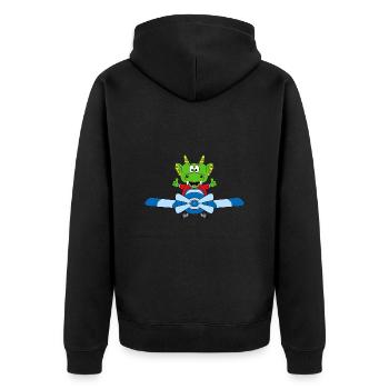 DRACHE - FLUGZEUG - PILOT - KIND - BABY - Unisex Premium Bio Zip Hoodie - Schwarz - Hinten - Nico (187cm)