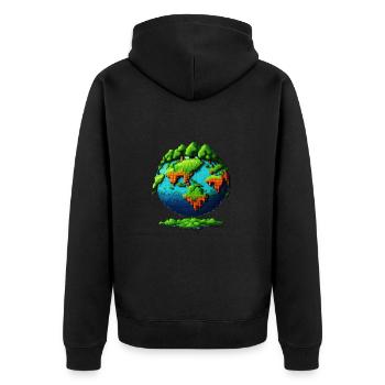DreamEarth - Unisex Premium Organic Zip Hoodie - black - Back - Nico (187cm)