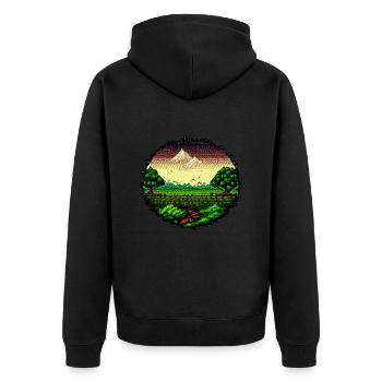 Friedliche Natur - Unisex Premium Bio Zip Hoodie - Schwarz - Hinten - Nico (187cm)