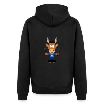 ZAUBERER - ZAUBERN - STIER - BULLE - TIER - Unisex Premium Bio Zip Hoodie - Schwarz - Hinten - Nico (187cm)