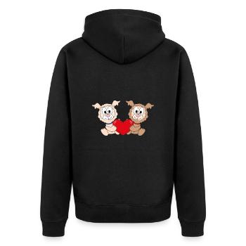 LIEBE - HERZ - LOVE - LAMA - ALPAKA - TIERE - Unisex Premium Bio Zip Hoodie - Schwarz - Hinten - Nico (187cm)