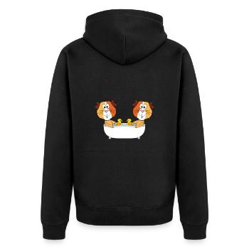 MEERSCHWEINCHEN - BADEWANNE - BADEN - TIERE - Unisex Premium Bio Zip Hoodie - Schwarz - Hinten - Nico (187cm)