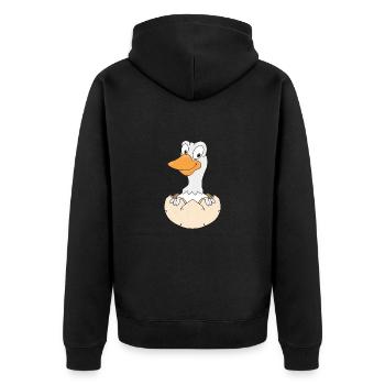 GANS - EI - GEBURT - BABY - TIER - KIND - TIERISCH - Unisex Premium Bio Zip Hoodie - Schwarz - Hinten - Nico (187cm)