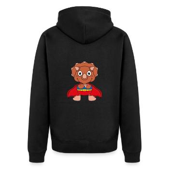 SUPERHELD - DINO - DINOSAURIER - KINDER - BABYS - Unisex Premium Bio Zip Hoodie - Schwarz - Hinten - Nico (187cm)