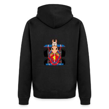 RENNWAGEN - AUTO - PFERD - PONY - AUTORENNEN - Unisex Premium Bio Zip Hoodie - Schwarz - Hinten - Nico (187cm)
