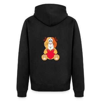 LIEBE - HERZ - MEERSCHWEINCHEN - TIER - VERLIEBT - Unisex Premium Bio Zip Hoodie - Schwarz - Hinten - Nico (187cm)