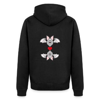 FLEDERMÄUSE - HERZ - LIEBE - LOVE - VERLIEBT - Unisex Premium Bio Zip Hoodie - Schwarz - Hinten - Nico (187cm)