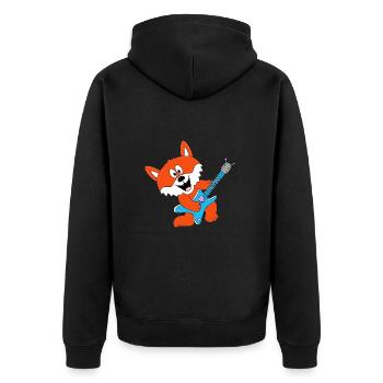 GITARRE - MUSIK - FUCHS - TIER - KIND - BABY - Unisex Premium Bio Zip Hoodie - Schwarz - Hinten - Nico (187cm)