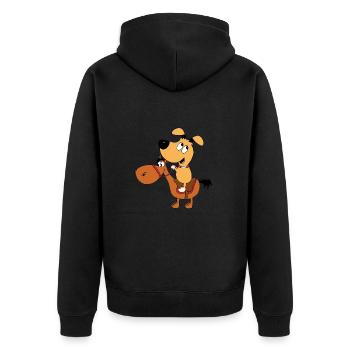 REITEN - HUND - TIERE - REITER - REITERIN - PONY - Unisex Premium Bio Zip Hoodie - Schwarz - Hinten - Nico (187cm)