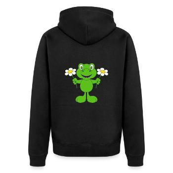 BLUMEN - DINO - DINOSAURIER - KINDER - BABYS - Unisex Premium Bio Zip Hoodie - Schwarz - Hinten - Nico (187cm)