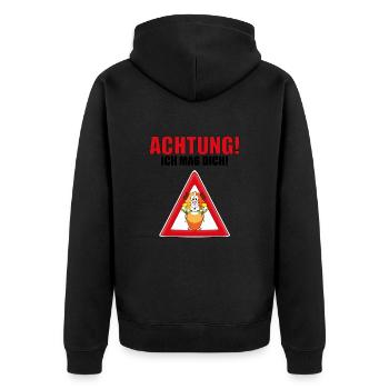 MEERSCHWEINCHEN - BLUMEN - LIEBE - ICH MAG DICH! - Unisex Premium Bio Zip Hoodie - Schwarz - Hinten - Nico (187cm)