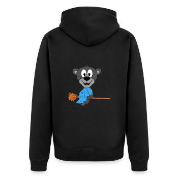 HEXENBESEN - FLIEGEN - HEXE - PANTER - TIER - Unisex Premium Bio Zip Hoodie - Schwarz - Hinten - Nico (187cm)
