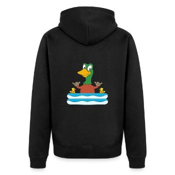 ENTE - POOL - PLANSCHBECKEN - SOMMER - SHAKA - FUN - Unisex Premium Bio Zip Hoodie - Schwarz - Hinten - Nico (187cm)