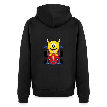 RENNFAHRER - AUTO - MONSTER - RENNAUTO - SPORT - Unisex Premium Bio Zip Hoodie - Schwarz - Hinten - Nico (187cm)
