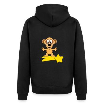 ERDMÄNNCHEN - STERNSCHNUPPE - SURFER - TIER - Unisex Premium Bio Zip Hoodie - Schwarz - Hinten - Nico (187cm)