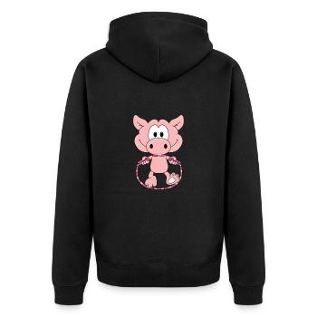 SCHWEIN - SPRINGSEIL - Unisex Premium Bio Zip Hoodie - Schwarz - Hinten - Nico (187cm)