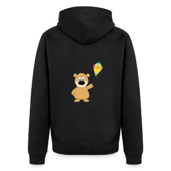 DRACHE - TEDDYBÄR - Unisex Premium Bio Zip Hoodie - Schwarz - Hinten - Nico (187cm)