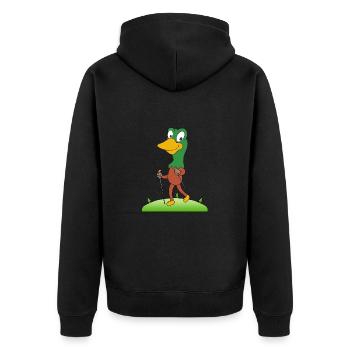 STOCKENTE - ENTE - NORDIC WALKING - Unisex Premium Bio Zip Hoodie - Schwarz - Hinten - Nico (187cm)