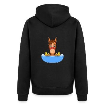 PFERD - PONY - BADEWANNE - Unisex Premium Bio Zip Hoodie - Schwarz - Hinten - Nico (187cm)