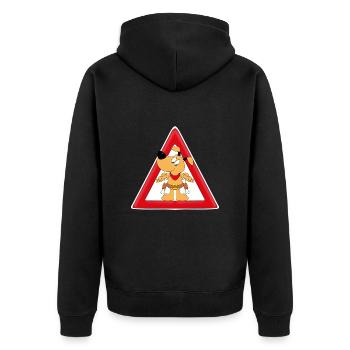ACHTUNG COWBOY - HUND - Unisex Premium Bio Zip Hoodie - Schwarz - Hinten - Nico (187cm)