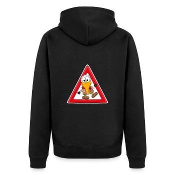 ACHTUNG WANDERVOGEL - Unisex Premium Bio Zip Hoodie - Schwarz - Hinten - Nico (187cm)
