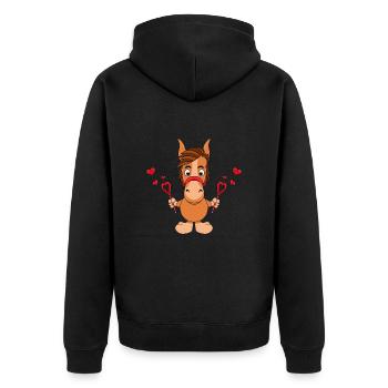 PFERD - SEIFENBLASEN - Unisex Premium Bio Zip Hoodie - Schwarz - Hinten - Nico (187cm)