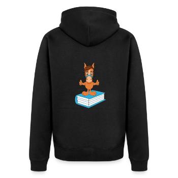 PFERD - PONY - PFERDEGESCHICHTE - Unisex Premium Bio Zip Hoodie - Schwarz - Hinten - Nico (187cm)