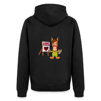 PFERD - PONY - KÜNSTLER - MALER - LIEBE - Unisex Premium Bio Zip Hoodie - Schwarz - Hinten - Nico (187cm)