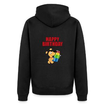 HUND - DOG - GEBURTSTAG - HAPPY BIRTHDAY - Unisex Premium Bio Zip Hoodie - Schwarz - Hinten - Nico (187cm)