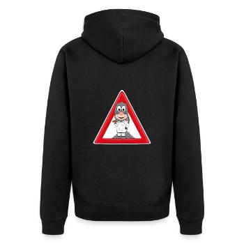 ACHTUNG MAULWURF - Unisex Premium Bio Zip Hoodie - Schwarz - Hinten - Nico (187cm)