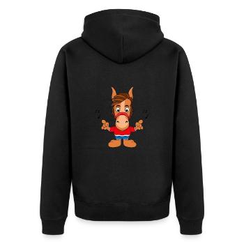 PFERD - PONY - MUSIK - Unisex Premium Bio Zip Hoodie - Schwarz - Hinten - Nico (187cm)