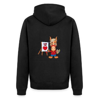 MALER - KÜNSTLER - KUNST - LIEBE - PFERD - PONY - Unisex Premium Bio Zip Hoodie - Schwarz - Hinten - Nico (187cm)