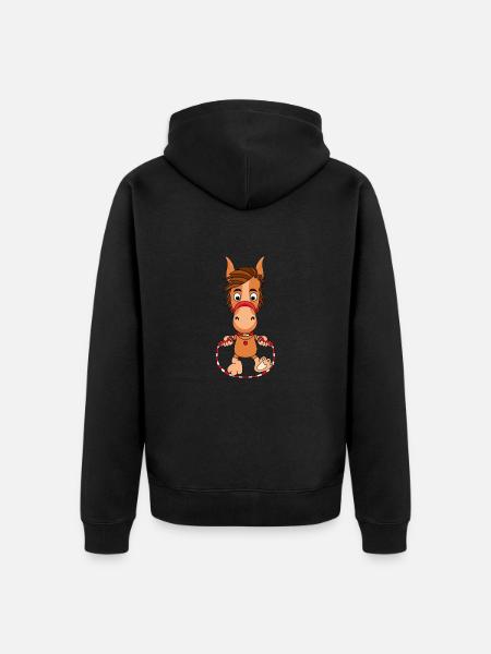PFERD - PONY - PFERDE - PONYS - SPRINGSEIL - Unisex Premium Bio Zip Hoodie - Schwarz