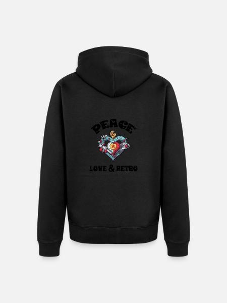 Peace love and retro - Unisex Premium Organic Zip Hoodie - black