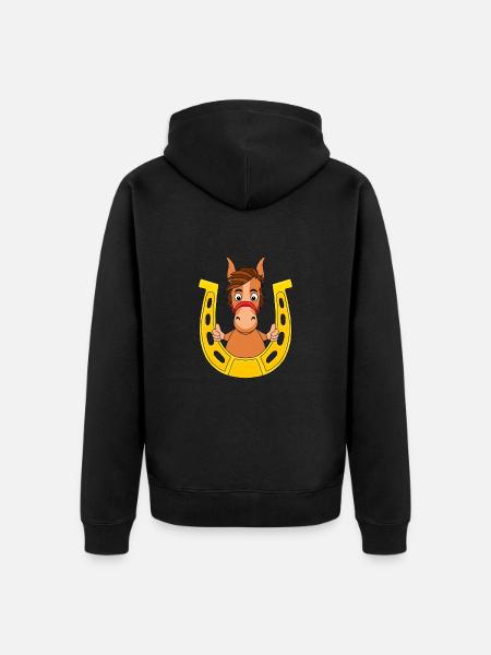 PFERD - PONY - HUFEISEN - Unisex Premium Bio Zip Hoodie - Schwarz