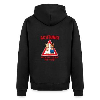 PFERDE - HOCHZEIT - BRAUT - BRÄUTIGAM - LIEBE - Unisex Premium Bio Zip Hoodie - Schwarz - Hinten - Nico (187cm)
